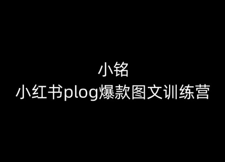 小红书plog爆款图文训练营，教你从0-1做小红书