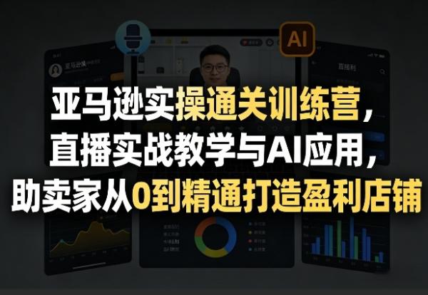 跨境电商实操通关训练营，直播实战教学与AI应用，助卖家从0到精通打造盈利店铺