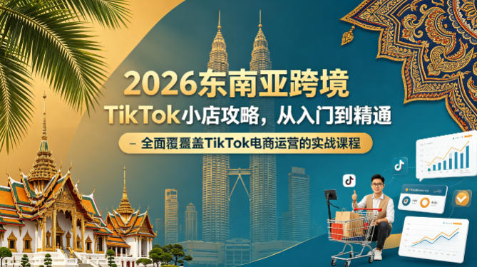 2026东南亚跨境TikTok小店攻略，从入门到精通、全面覆盖TikTok电商运营的实战课程(更新2026年4月)